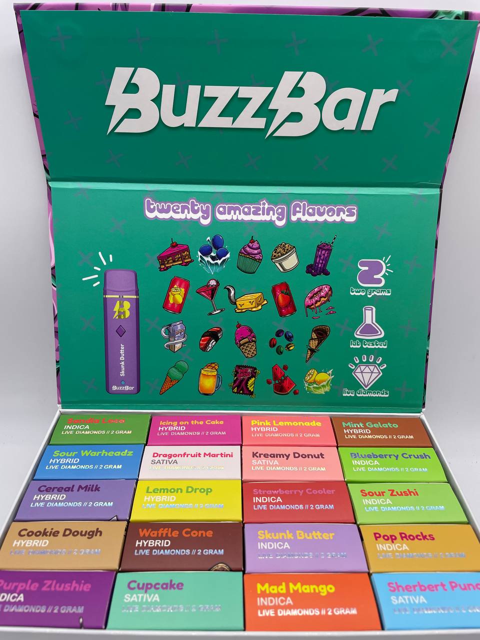 buzz bar 2g premium live diamonds disposable vape device