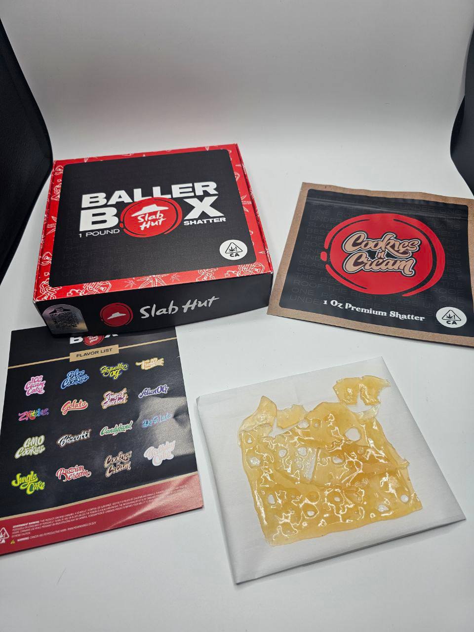 baller box slap hut shatter premium live resin concentrate